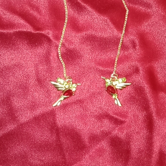 LAST 1! 2XHP! NWT Pink Hummingbird Chain Earrings! - Picture 3 of 8